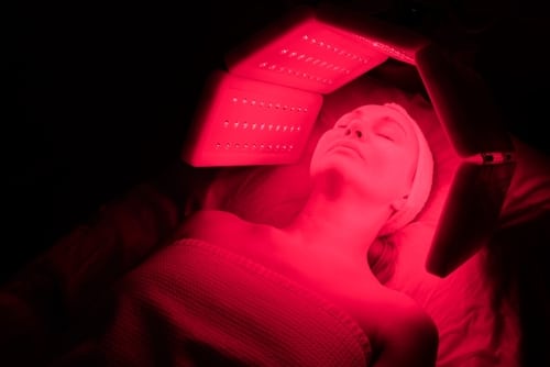 Woman receiving red light therapy in Las Vegas